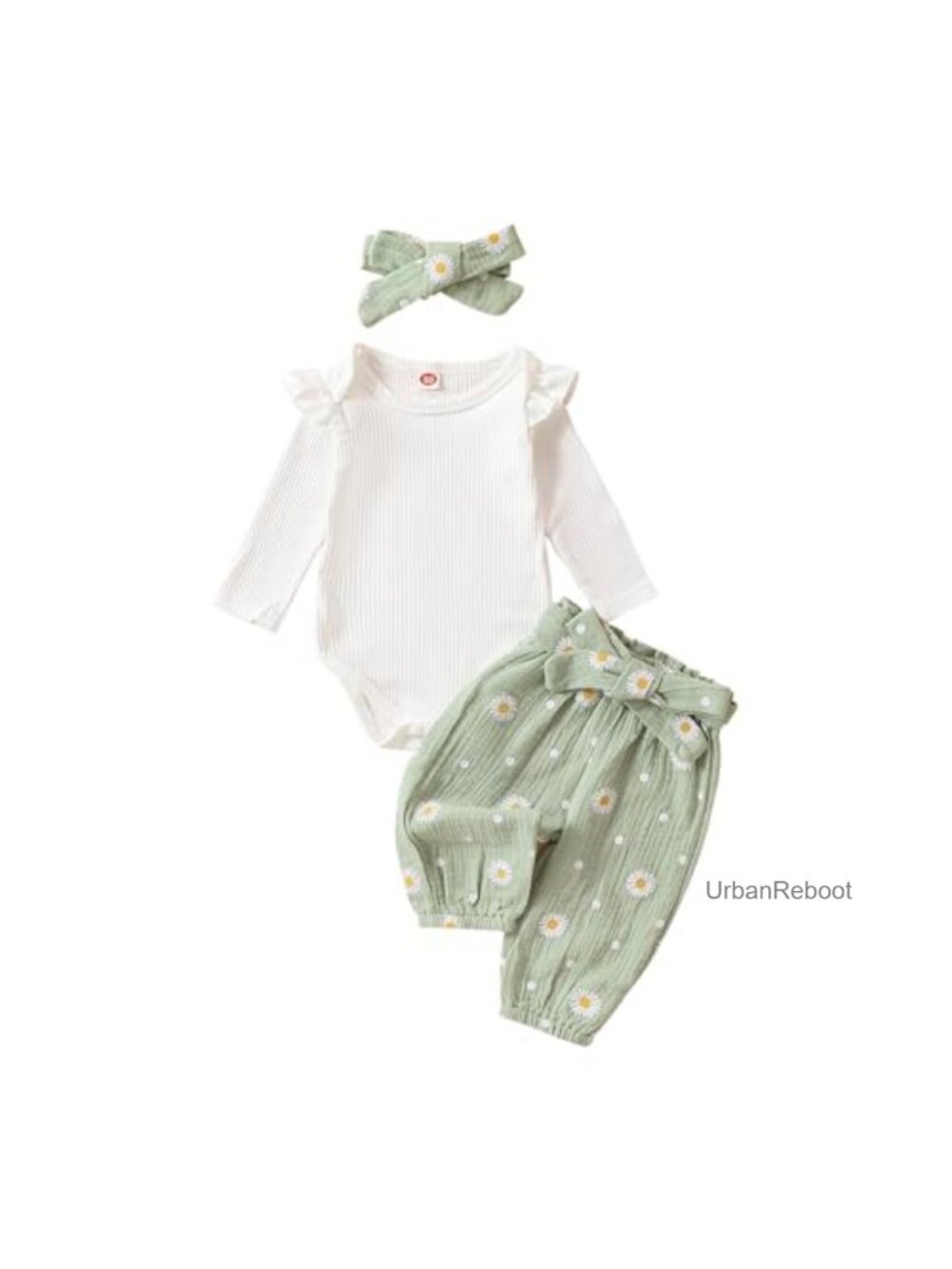 Kaipiclos Newborn Infant Girl Clothes Rib Knit Romper Daisy Print Pants